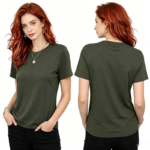 Solid Color Crew Neck Short Sleeve T-Shirt - Image 2