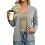 Lightweight Open Front Knit Cardigan - Image 2