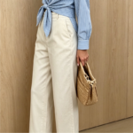 High Waist Wide Leg Linen Blend Pants - Image 3